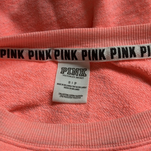 VICTORIAS SECRET PINK Long Sleeve Light Fleece Pullover Top Coral Womens Small - Picture 12 of 14